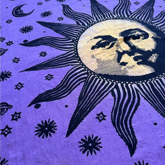 Large Purple Tapestry with Sun and Astronomy Pattern - Picture 7 of 7